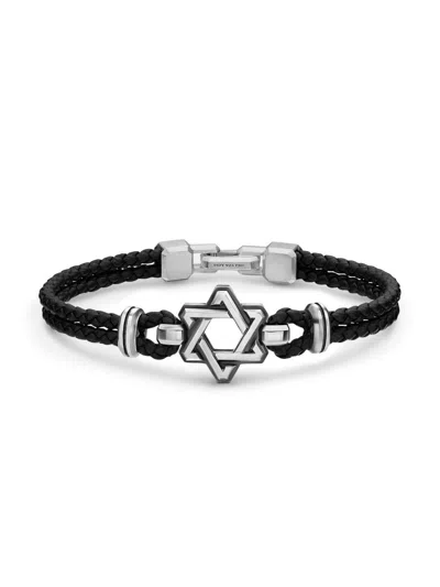 David Yurman Men's Streamline Star Of David Bracelet In Black Leather
