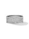 David Yurman Men's Streamline Three Row Band Ring In Sterling Silver In Diamond