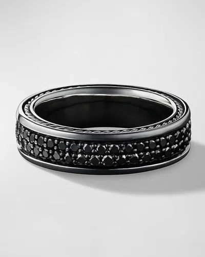 David Yurman Men's Streamline Two Row Band Ring In Black Titanium With Black Diamonds