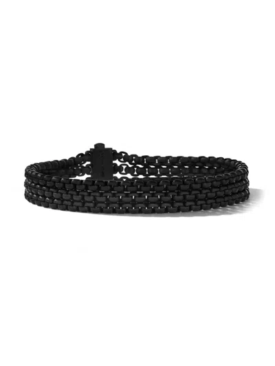 David Yurman Men's Three Row Box Chain Bracelet In Black