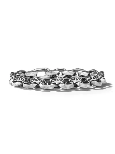 David Yurman Men's Torqued Faceted Link Bracelet In Sterling Silver In Black Diamond