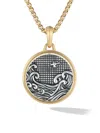 DAVID YURMAN MEN'S WATER AND FIRE DUALITY AMULET IN STERLING SILVER WITH 18K YELLOW GOLD, 30MM