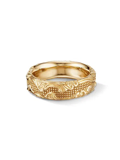 David Yurman Men's Waves Band Ring In 18k Yellow Gold, 7mm
