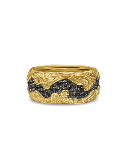 David Yurman Men's Waves Band Ring In 18k Yellow Gold
