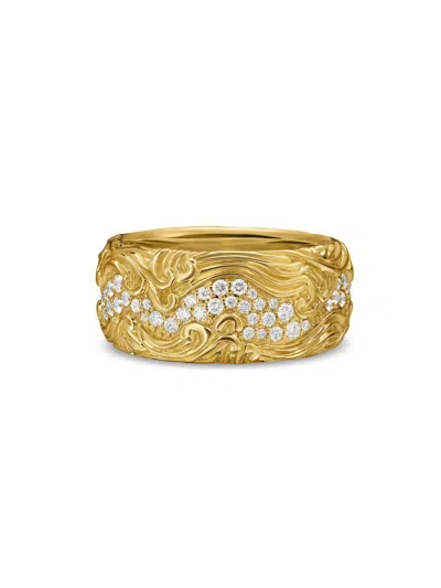 David Yurman Men's Waves Band Ring In 18k Yellow Gold