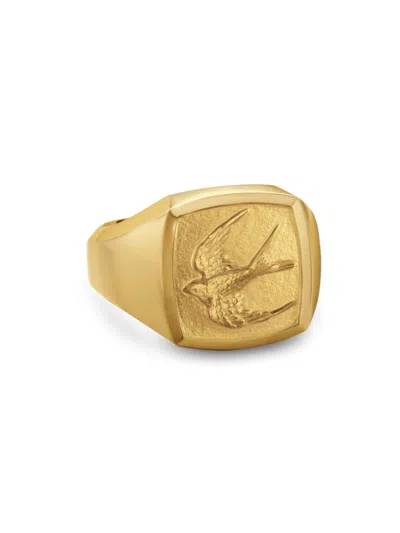 David Yurman Men's Waves Bird Pinky Ring In 18k Yellow Gold, 14mm