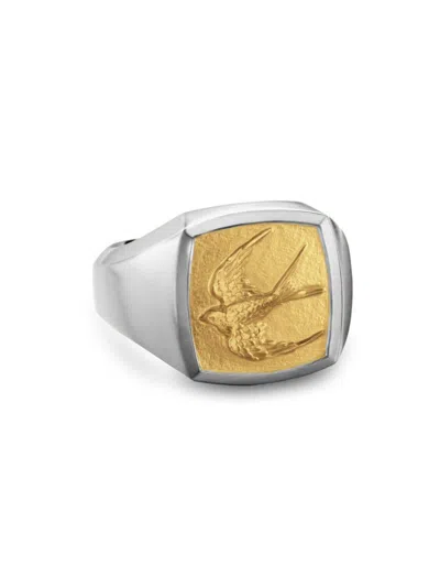 David Yurman Men's Waves Bird Pinky Ring In Sterling Silver In Metallic