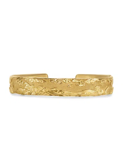 David Yurman Men's Waves Cuff Bracelet In 18k Yellow Gold, 12mm