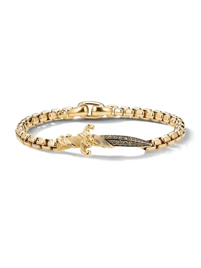 David Yurman Men's Waves Dagger Bracelet In 18k Yellow Gold In Cognac Diamond