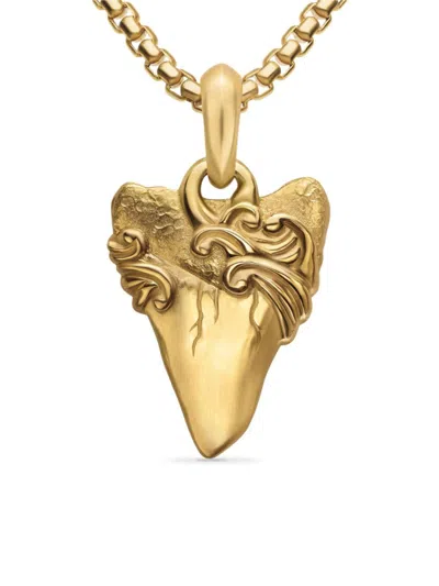 David Yurman Men's Waves Shark Tooth Amulet In 18k Yellow Gold, 25mm