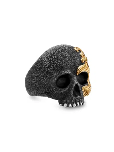 David Yurman Men's Waves Skull Ring In Sterling Silver In Black