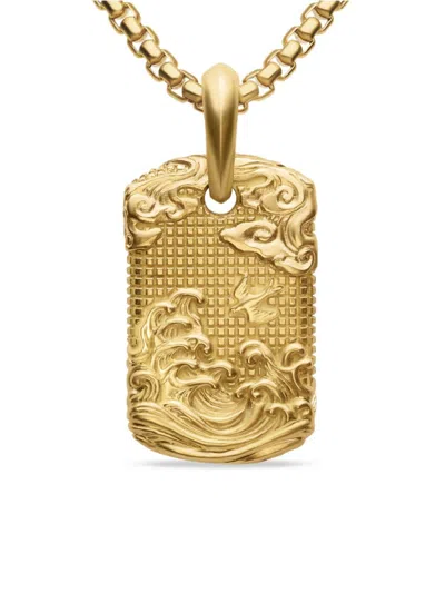 David Yurman Men's Waves Tag In 18k Yellow Gold, 27mm