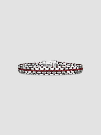 David Yurman Men's Woven Box Chain Bracelet With Nylon In Lemon Citrine Mop Bottom