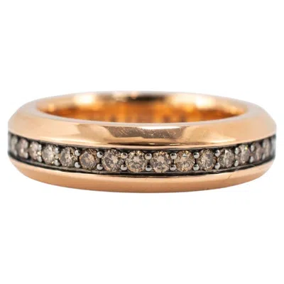 Pre-owned David Yurman Men�s  Beveled 18k Rose Gold 0.87ctw Cognac Diamonds 6mm Band Ring In Red