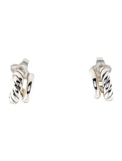Pre-owned David Yurman Mercer® Double Hoop Huggie Earrings In Multi