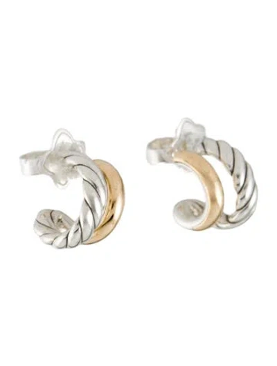 Pre-owned David Yurman Mercer® Double Hoop Huggie Earrings In Multi