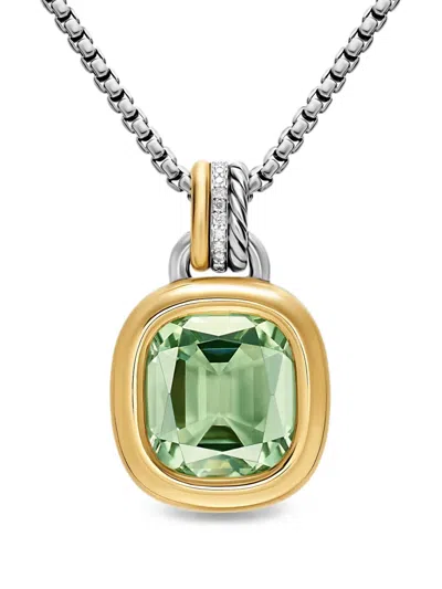 David Yurman Mercer Prasiolite And Diamond Necklace In Gold