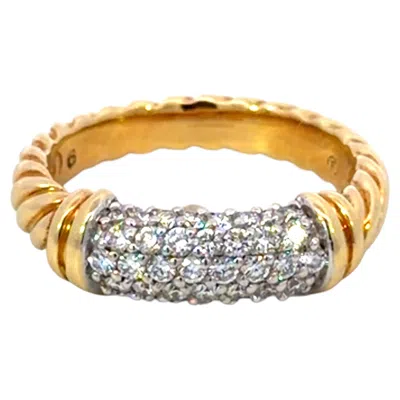 Pre-owned David Yurman Metro Cable Diamond Ring 18k Yellow Gold