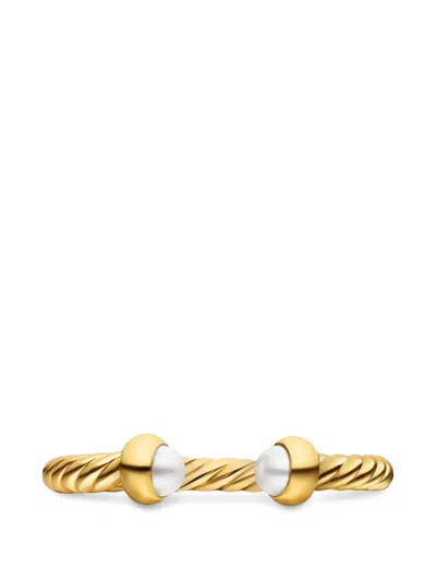 David Yurman Micro Cablespira® Flex Open Ring In 18k Yellow Gold With Pearls, 2.5mm