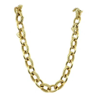 Pre-owned David Yurman Modern 18k Gold Large Curb Link Necklace & Bracelet Set By  In Multi