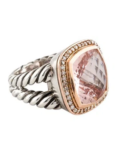 Pre-owned David Yurman Morganite & Diamond Albion Cocktail Ring In Multi