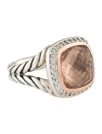 Pre-owned David Yurman Morganite & Diamond Albion Cocktail Ring In Multicolor