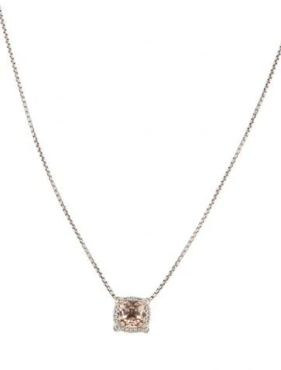 Pre-owned David Yurman Morganite & Diamond Chatelaine Pendant Necklace, 18" In Multi