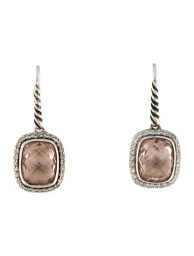 Pre-owned David Yurman Morganite & Diamond Noblesse Drop Earrings In Multi