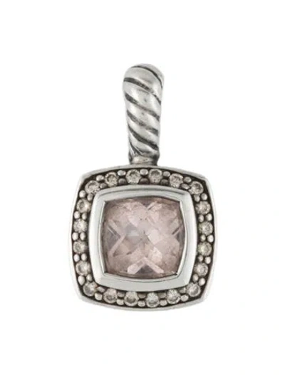Pre-owned David Yurman Morganite & Diamond Pendant, 0.75" In Multicolor