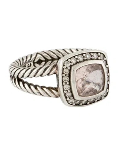 Pre-owned David Yurman Morganite & Diamond Petite Albion Cocktail Ring In Multi