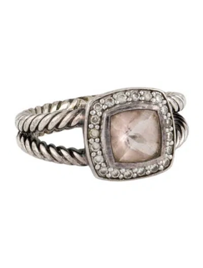 Pre-owned David Yurman Morganite & Diamond Petite Albion Cocktail Ring In Multi