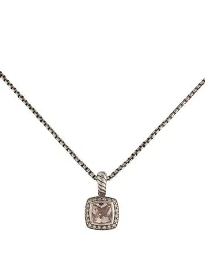 Pre-owned David Yurman Morganite & Diamond Petite Albion Pendant Necklace, 17" In Multi