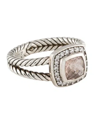 Pre-owned David Yurman Morganite & Diamond Petite Albion Ring In Multi
