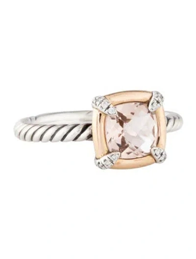 Pre-owned David Yurman Morganite & Diamond Petite Châtelaine Cocktail Ring In Multi