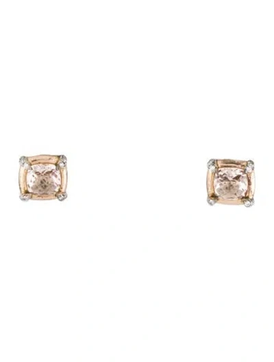 Pre-owned David Yurman Morganite & Diamond Petite Chatelaine Stud Earrings In Multicolor