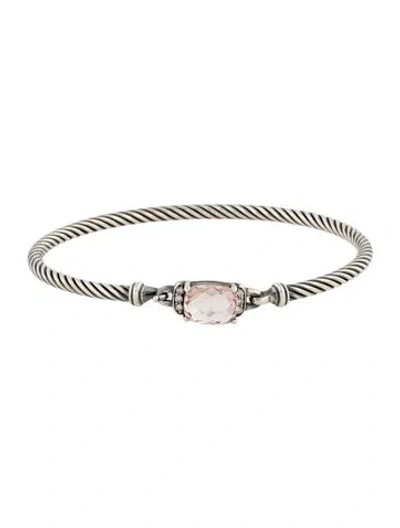 Pre-owned David Yurman Morganite & Diamond Petite Wheaton Bracelet, 6.5" In Multi