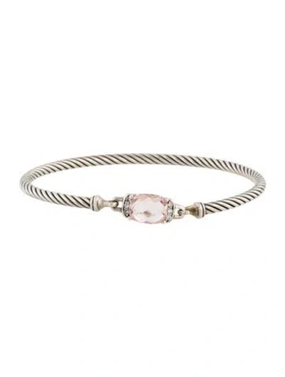 Pre-owned David Yurman Morganite & Diamond Petite Wheaton Bracelet, 6.5" In Multi