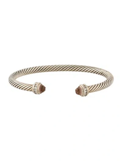Pre-owned David Yurman Morganite Classic Cable Bracelet, 7.25" In Multi