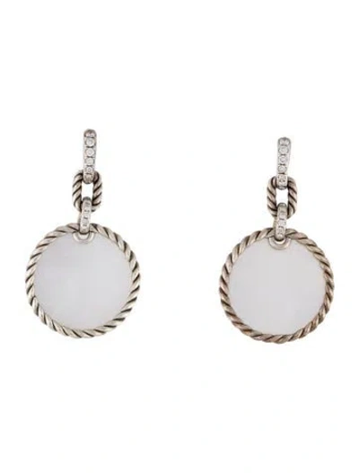 Pre-owned David Yurman Mother Of Pearl & Diamond Dy Elements Convertible Drop Earrings In Multi