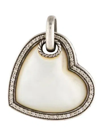 Pre-owned David Yurman Mother Of Pearl & Diamond Heart Pendant In White
