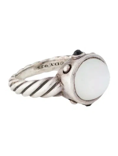 Pre-owned David Yurman Mother Of Pearl & Quartz Doublet & Onyx Ring In Multi