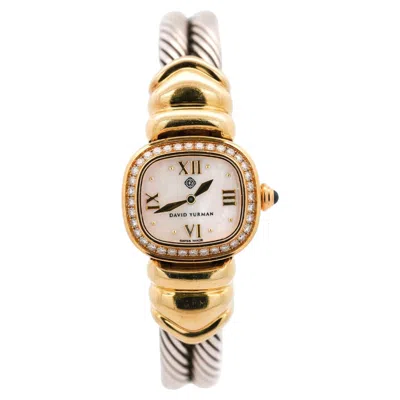 Pre-owned David Yurman Mother Of Pearl Diamond Bezel 18k Gold Silver Vintage 1990s Watch In Multiple