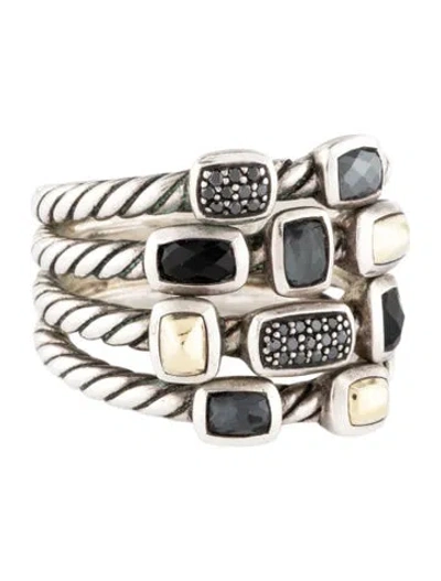 Pre-owned David Yurman Multistone & Diamond 4 Row Confetti Ring