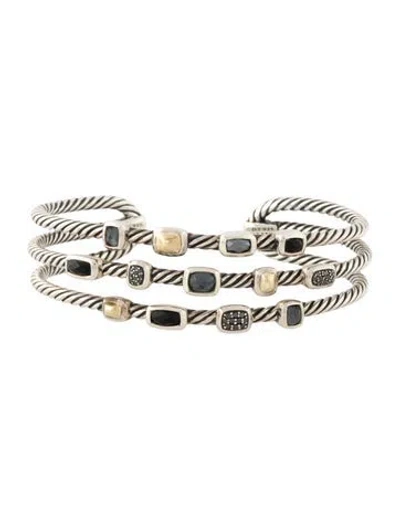 Pre-owned David Yurman Multistone & Diamond Confetti Cuff Bracelet, 6"