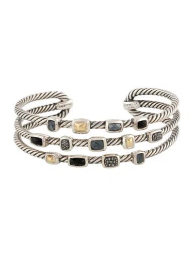 Pre-owned David Yurman Multistone & Diamond Confetti Cuff Bracelet, 6.5"