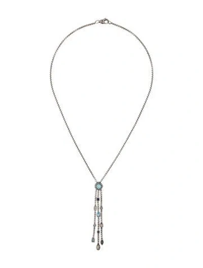 Pre-owned David Yurman Multistone & Diamond Confetti Lavalier Necklace, 16" In Multicolor