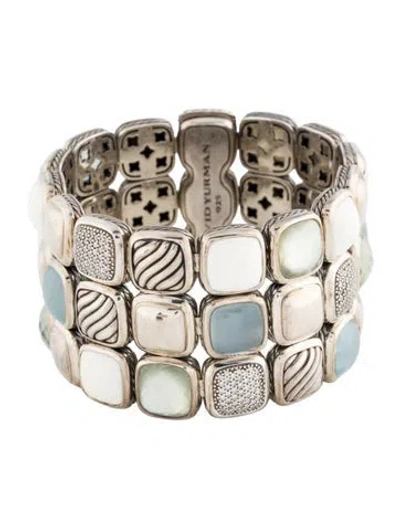 Pre-owned David Yurman Multi-stone Chiclet 3 Row Bracelet, 6.75"