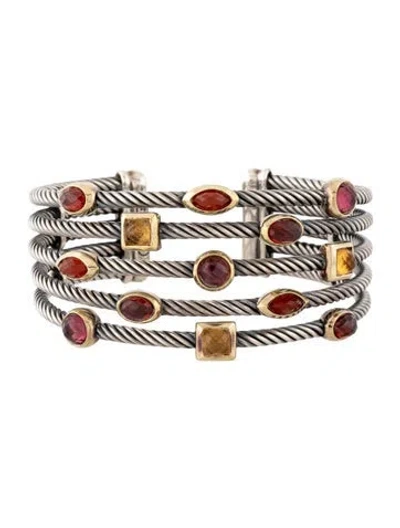 Pre-owned David Yurman Multistone Confetti 5 Row Cuff, 6.5" In Multicolor