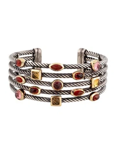 Pre-owned David Yurman Multistone Confetti 5-row Cuff Bracelet, 6.25" In Multicolor
