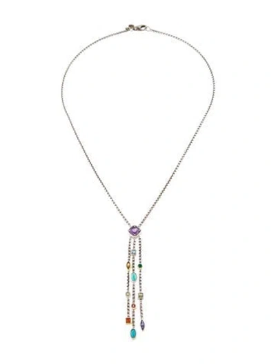 Pre-owned David Yurman Multi-stone Confetti Tassel Necklace, 16"